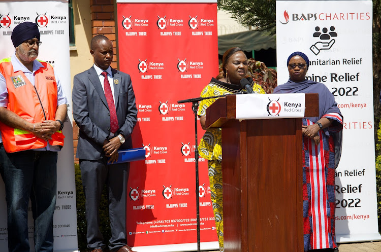 Second Lady Dorcas Ragathi speaking on Friday at the Kenya Red Cross HQ South C, Nairobi.