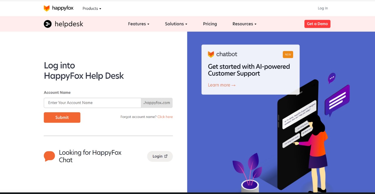 HappyFox e-commerce AI tool | signup page