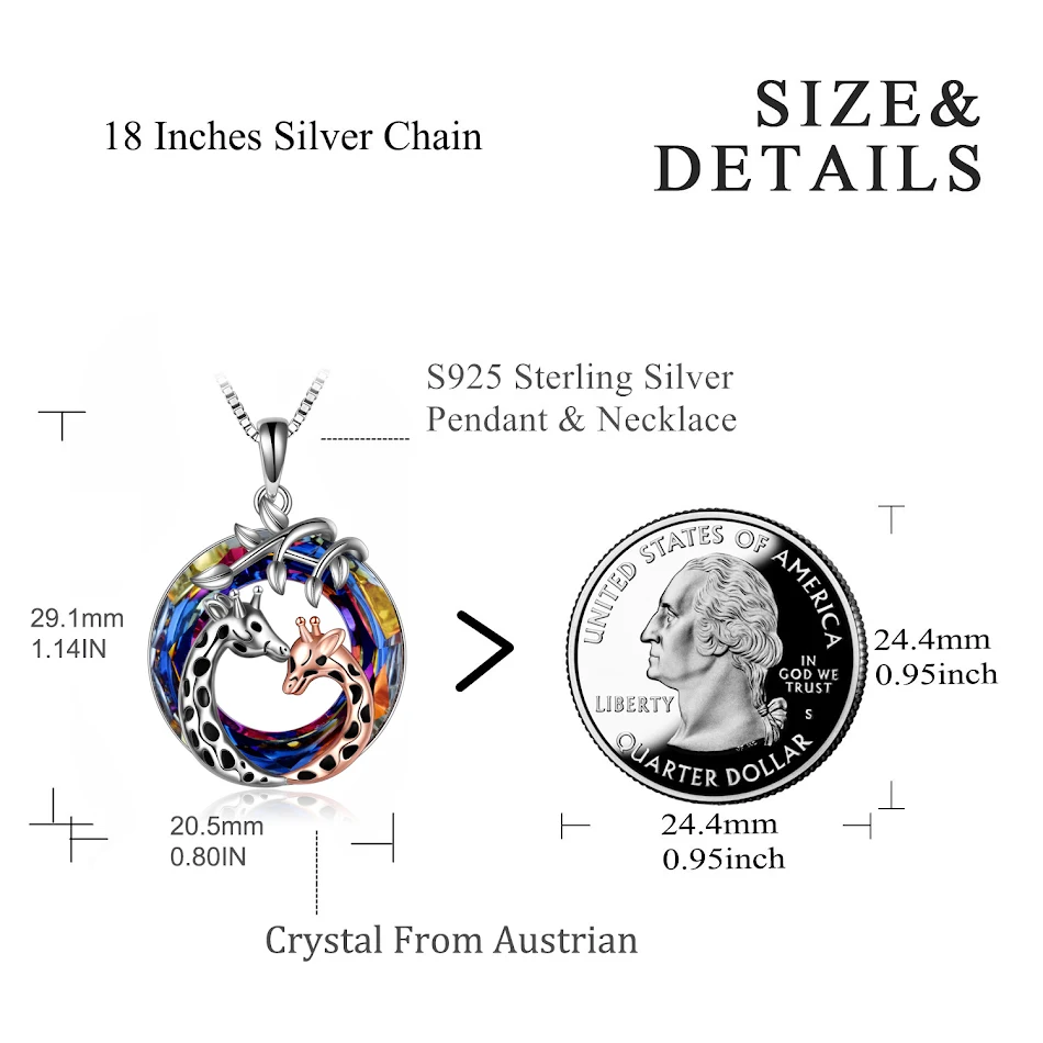 Giraffe Hanger Ketting Sterling Zilver Kristal Sieraden Cadeaus voor Vrouwen Tieners Meisjes. Een schattig en sprankelend sieraad.