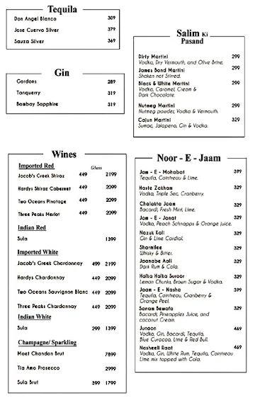 Jalsa Gold menu 