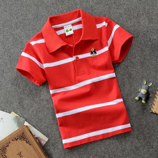 Title 20, CUHK Childrens T-shirt Cotton Striped Lapel Po...