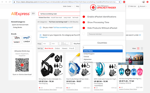 Easy AliExpress ePacket Finder