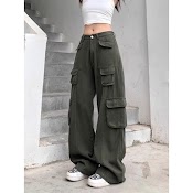 Quần Kaki Dài Suông Ống Rộng Túi Hộp Màu Đen Trơn Form Nam Nữ Unisex Quần Baggy Kaki Style Ulzzang