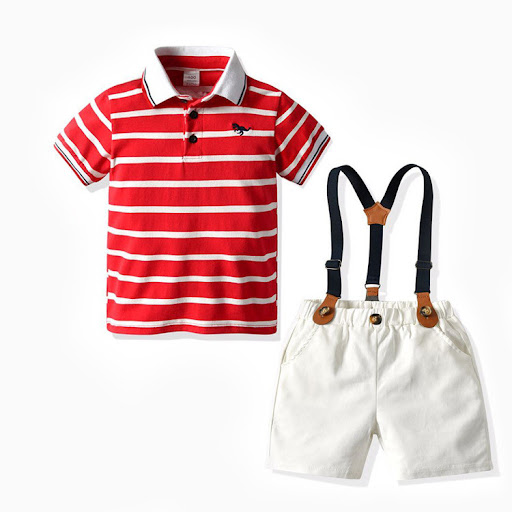 Title 13, Boys Short-sleeved T-shirt Suspender Pants Sty...