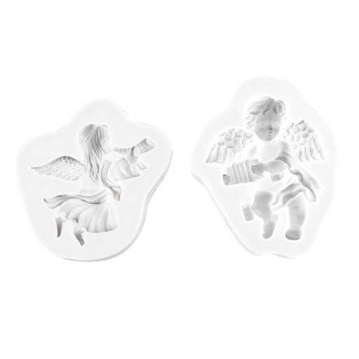Title 4, Angel boy girl fondant silicone mold for cake d...