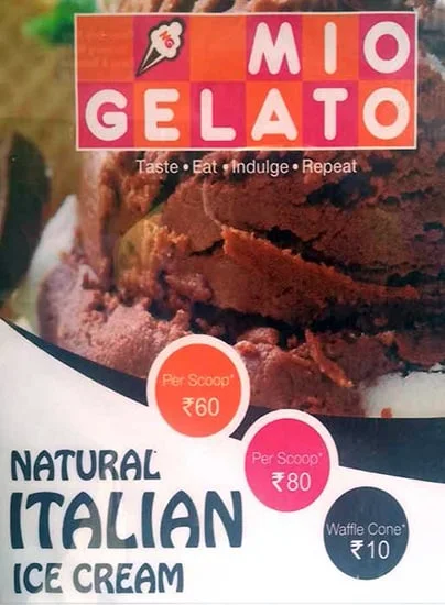 Mio Gelato menu 