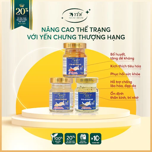 Yến chưng nhân sâm 20% Yến Thiên Nhiên Hộp 6 hũ