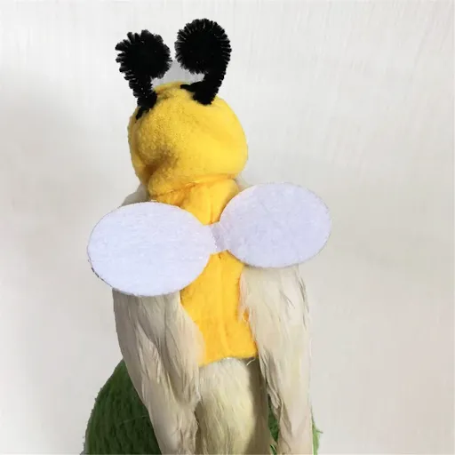 Funny Bee Shaped Birds Clothes Flying Suit Parrots Costume Cosplay Winter Warm Hat Hooded Pet Accessories for Parakeet C