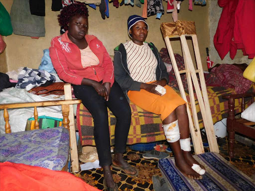 Sarah Wangari at her younger sister Rahab Wambui's house in Mairo Inya. /NDICHI WAINAINA