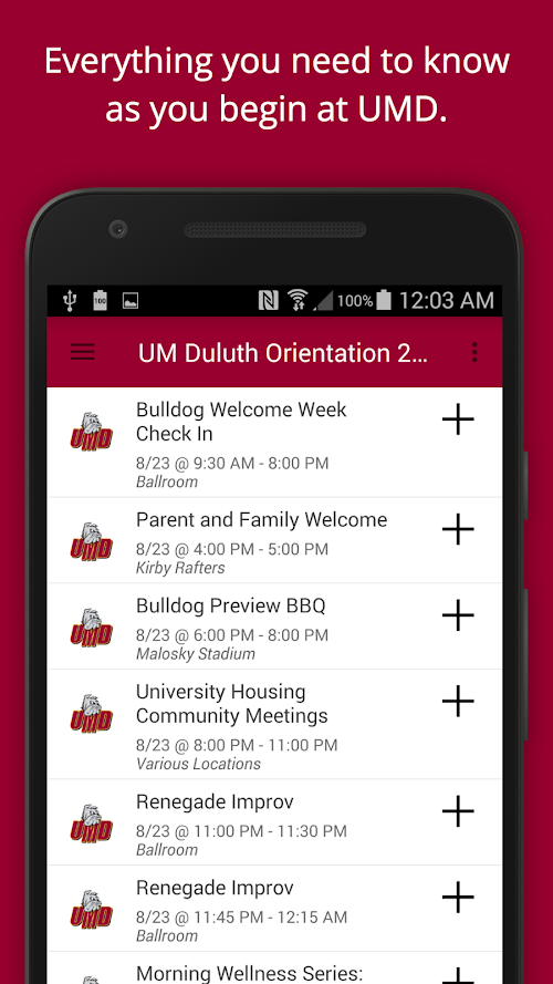 Android application UM Duluth Orientation 2016 screenshort