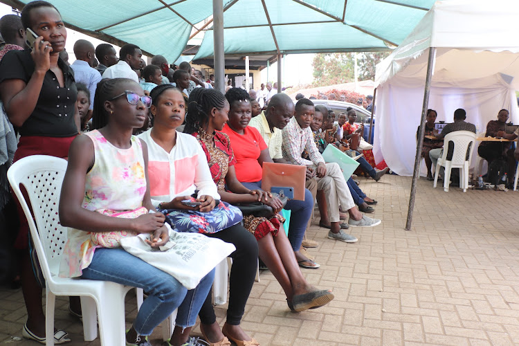 Staff of Homa Bay county government during a payroll audit on February 16, 2023.