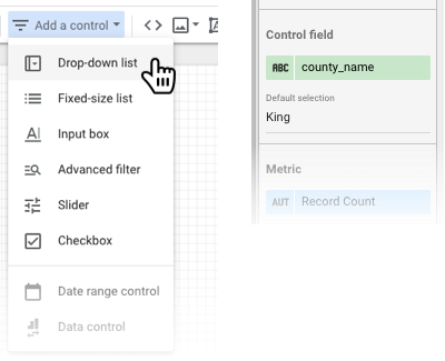 Einen Drop-down-Filter für „county_name“ hinzufügen