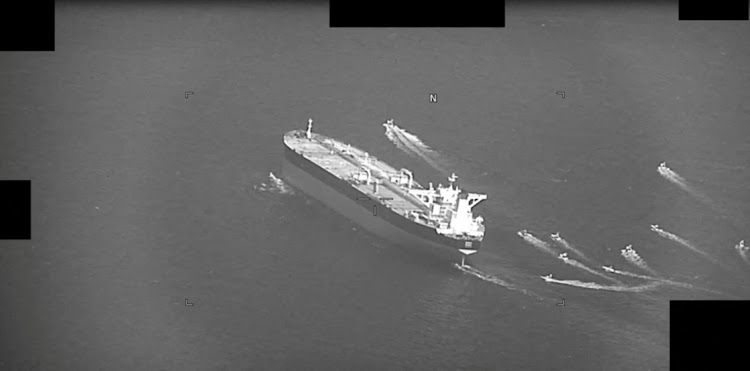 A screen shot shows attack vessels from Iran's Navy swarm the Panama-flagged oil tanker Niovi as it transits the Strait of Hormuz, May 3 2023. Picture: US NAVAL FORCES CENTRAL COMMAND/REUTERS