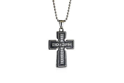 Title 5, New Vintage Cross Stainless Steel Pendant. Time...