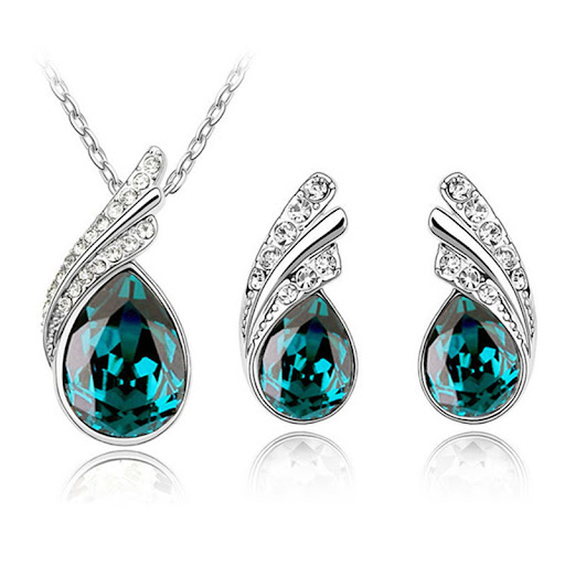 Title 8, Angel Tears Crystal Wings Necklace Elegant Jewe...