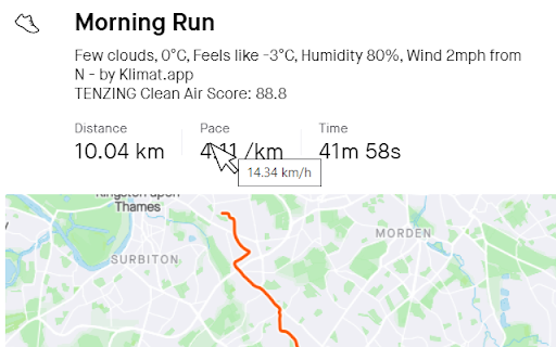 Strava Speed (Km/h / mph)