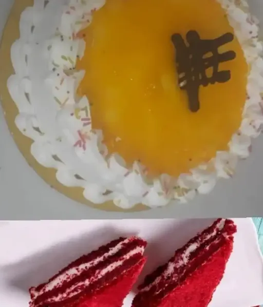 Mango Pulp Cake [0.5] & 2 Red Velvet Pastry