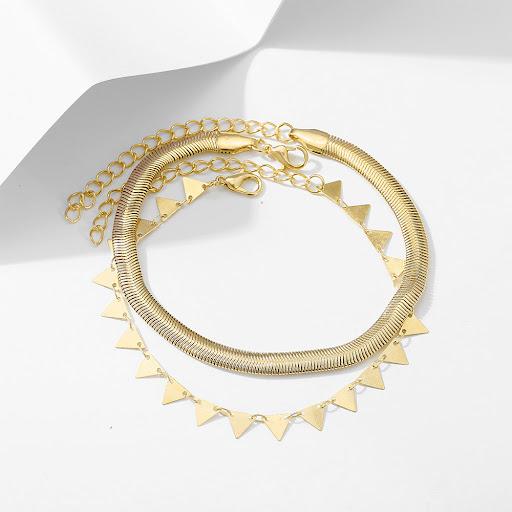 Title 3, Fashion Triangle Double-layer Chain Anklet – a ...