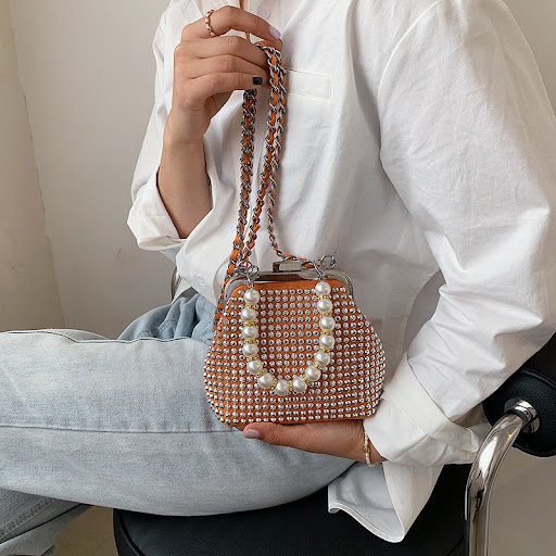 Title 6, Womens Trendy Bag with Cosmetic Alloy Chain an...