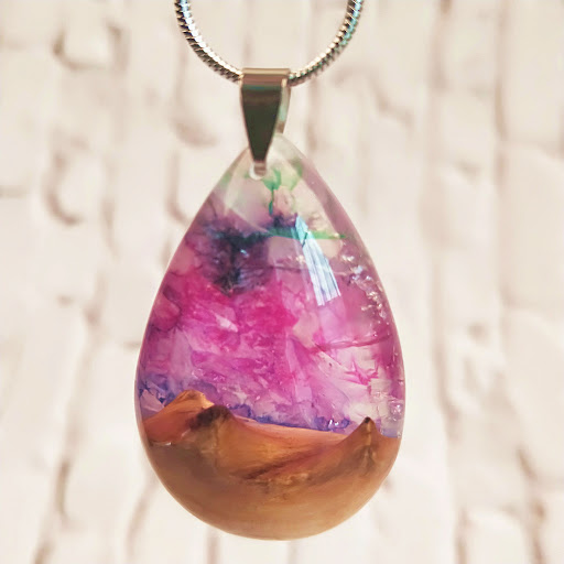 Title 1, Jade resin wood pendant necklace a unique piece...