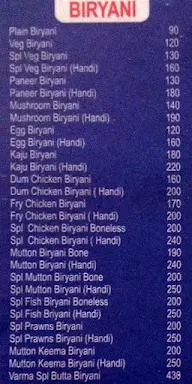 Varma's Family Restaurant A/c menu 2