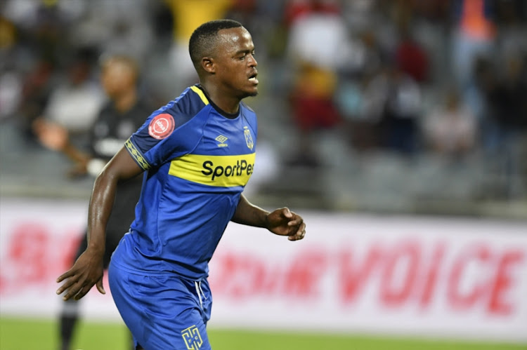 Ayanda Patosi scores his first goal during the Absa Premiership match between Orlando Pirates and Cape Town City FC at Orlando Stadium on September 19, 2018 in Johannesburg, South Africa.