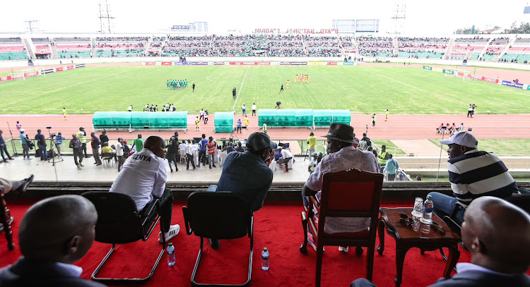 President William Ruto at the Mashemeji derby at Nyayo Stadium on May 14, 2023.