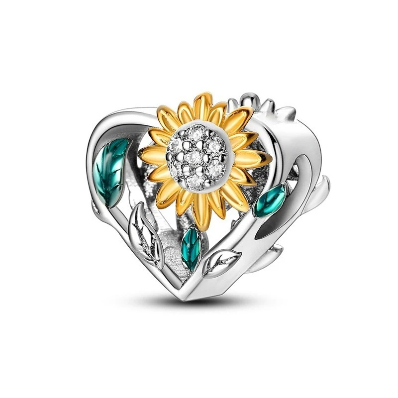 Kopergeplateerde 925 zilveren zonnebloem hanger ornamenten. Een prachtige bloemenketting voor een stijlvolle uitstraling en een vleugje natuur.