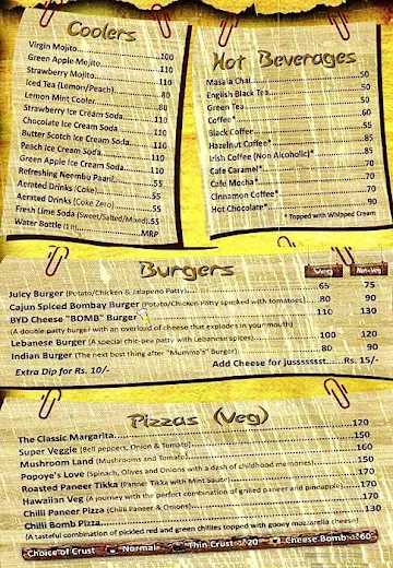 Big Yellow Door menu 