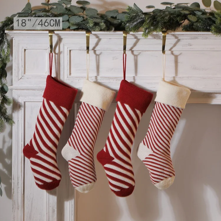 Calcetines de Navidad tejidos Decoración Regalo Diseño festivo Cálidos y acogedores Adornos navideños Perfectos para regalar Ambiente navideño