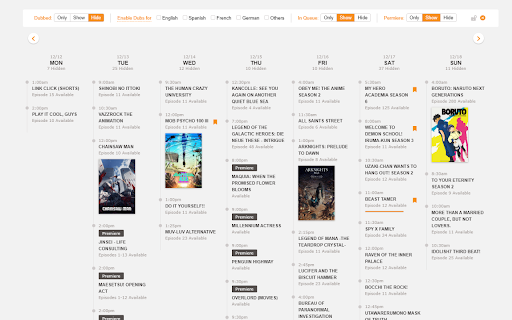 Release Calendar Filter for Crunchyroll