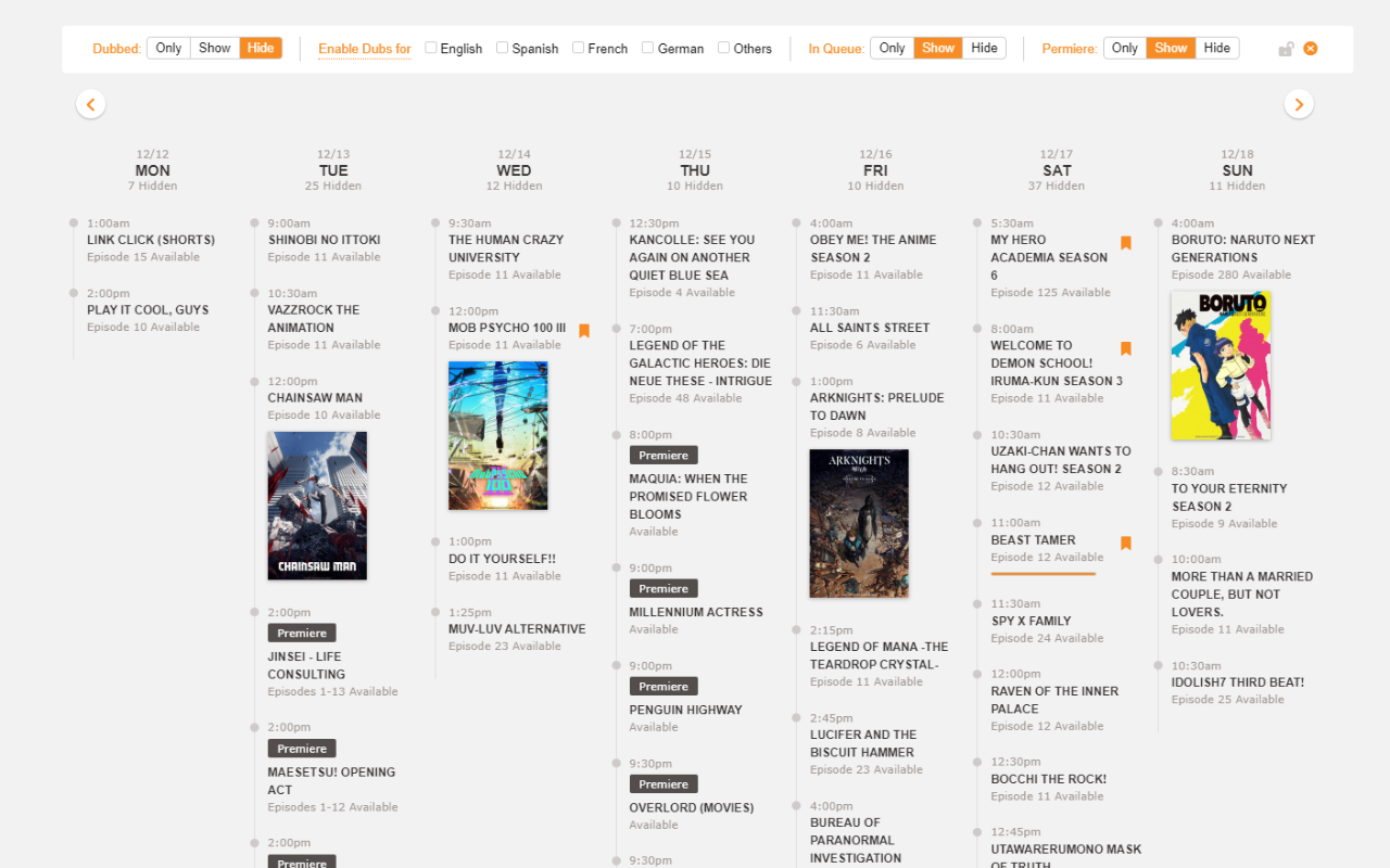 Release Calendar Filter for Crunchyroll Preview image 4