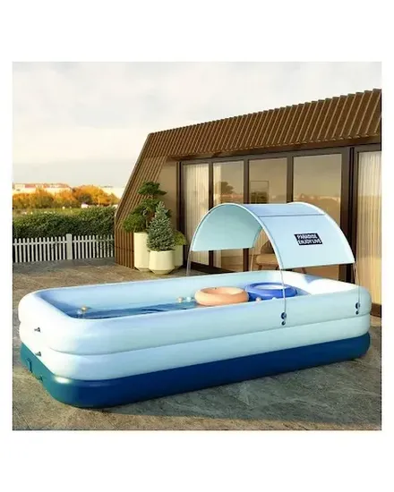 Inflatable Swimming Pool with Rain Canopy, Portable Adult... - 3