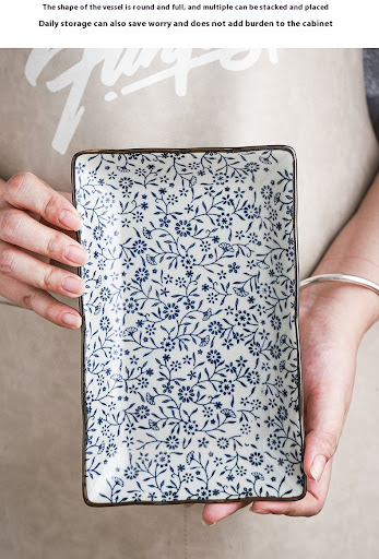 Title 10, Ceramic Underglaze Antique Cold Dish Plate. Ele...