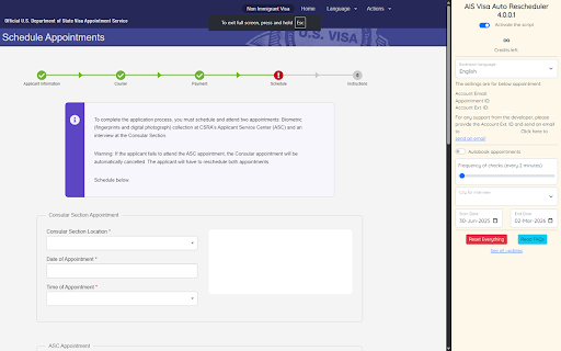 AIS Visa Auto Rescheduler screenshot 5