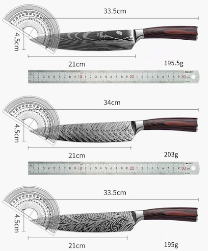 Title 1, Stainless Steel Chef Damascus Grain Kitchen Kni...