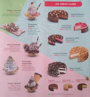 Havmor Ice Cream menu 