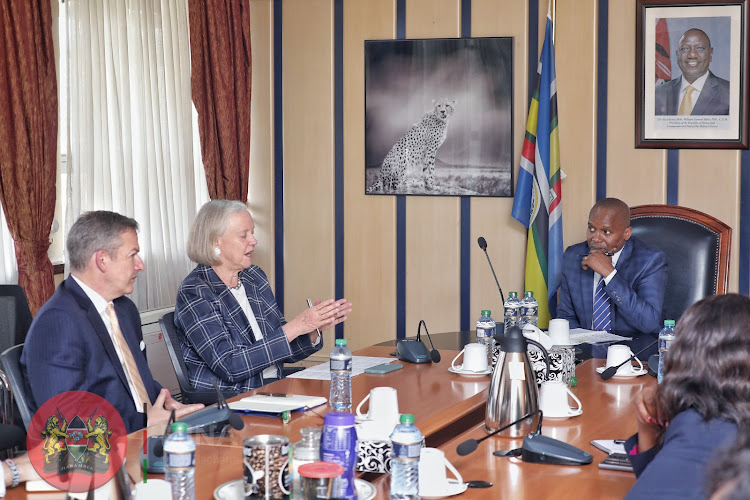 Interior CS Kithure Kindiki in a meeting with US Ambassador Meg Whitman and other officials on April 5,2023.