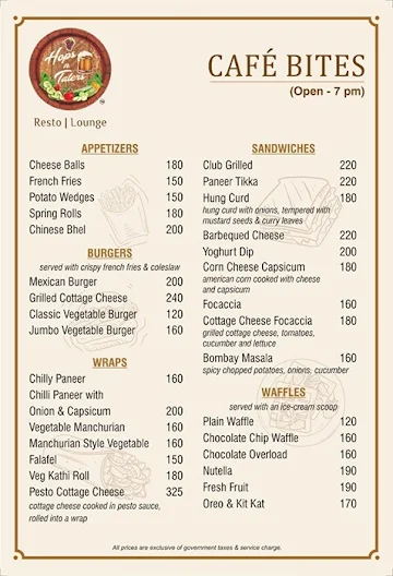 Hops n Taters menu 