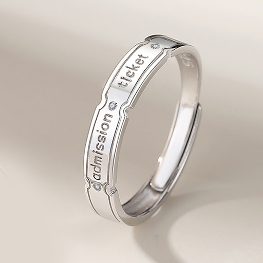 Title 5, Letter Couple Ring Sterling Silver Simple Plain...