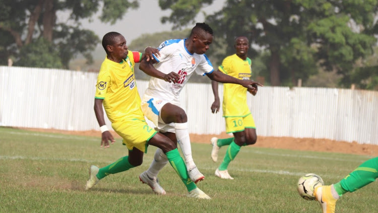 Midfielder Elvis Ojiambo in action against Kakamega Homeboyz