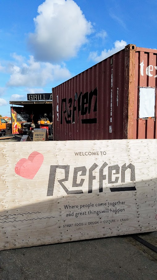 The food market of Reffen knows visitors need reassurance so some sandwich boards let you know you're not lost, you're almost there.