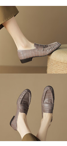 Title 6, Womens Casual Pleated Leather Loafers Comforta...