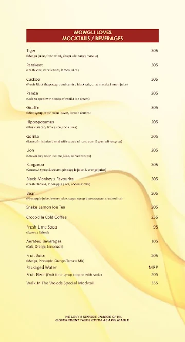 Walk In The Woods menu 