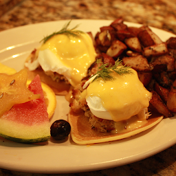 Crab Cakes Crepe Benedict