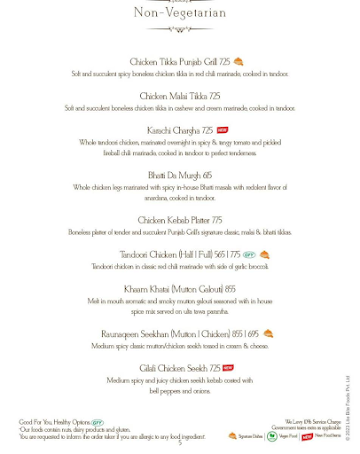 Punjab Grill menu 