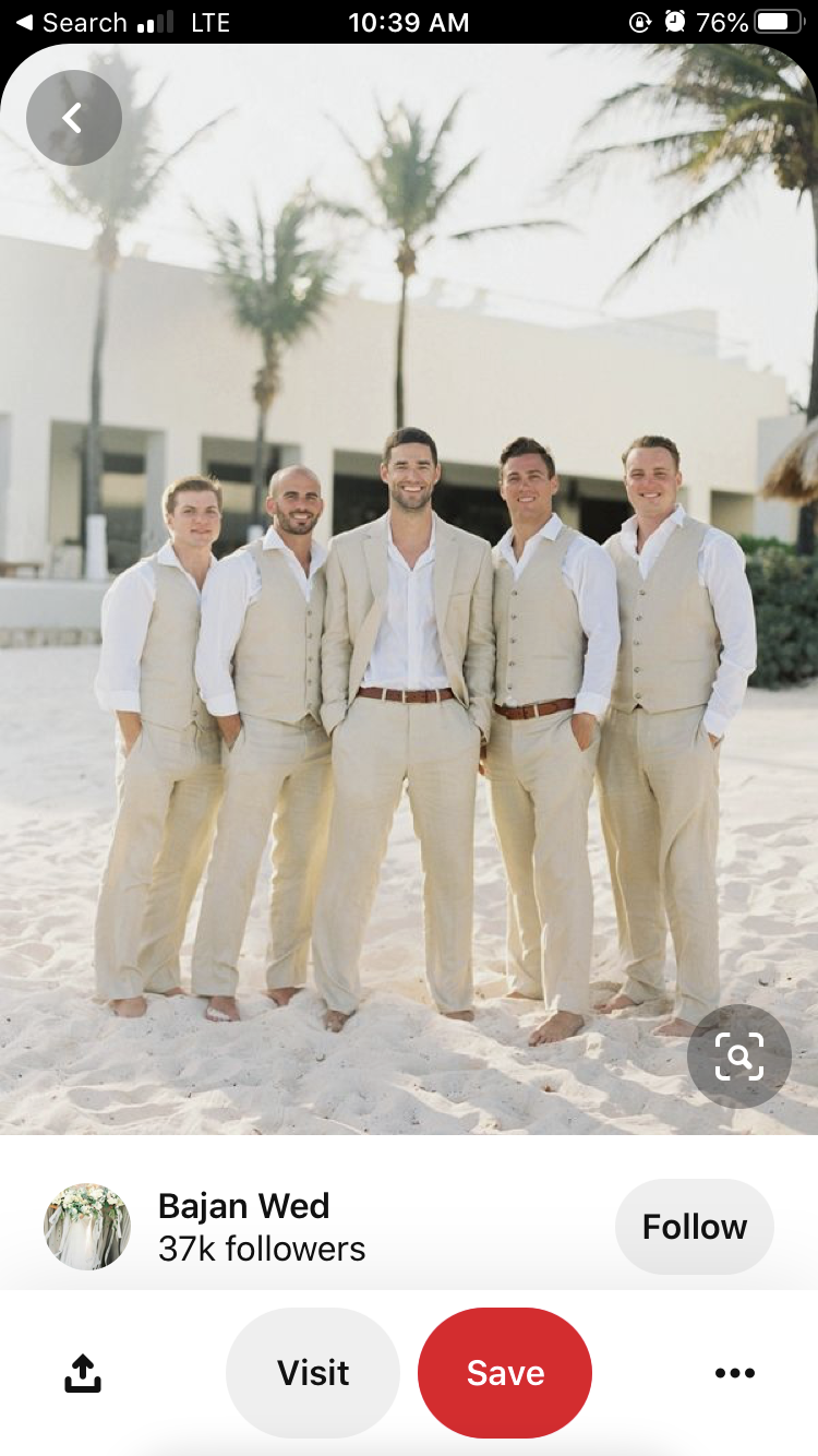 Where to rent tan linen suits (for a beach wedding)