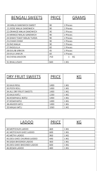 Gulati's Sweet & Snack menu 3