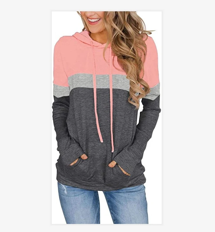 Nouveau Pull à capuche avec coutures imprimées pour femmes, haut avec poches