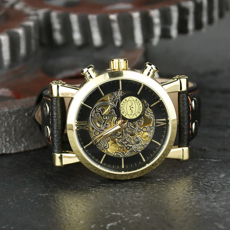 Punk horloge heren mechanisch automatisch. Stoer design met een nauwkeurig automatisch uurwerk. Toon je individualiteit met dit opvallende horloge.